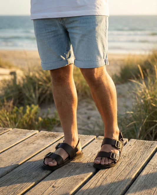 CGSC 26 Dark BRWN Dual Strap Sandals