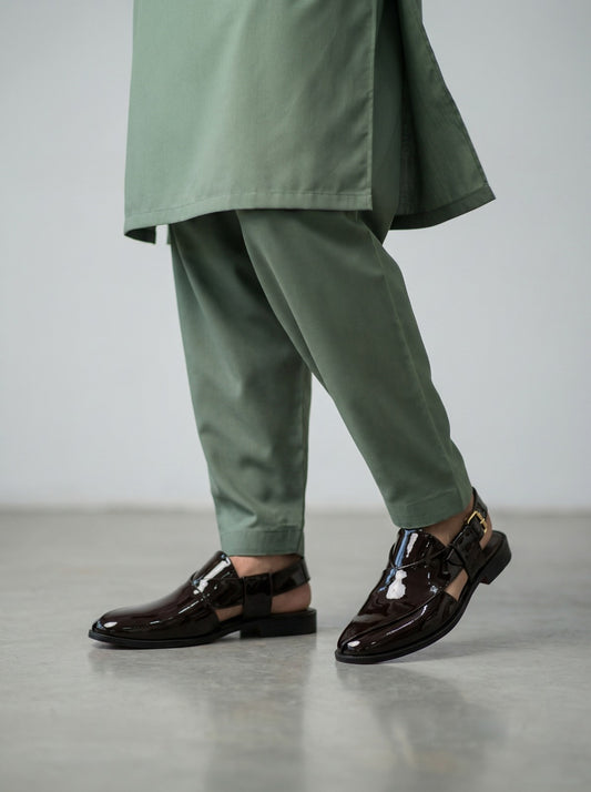 Black PS01PT Peshawari Sandals