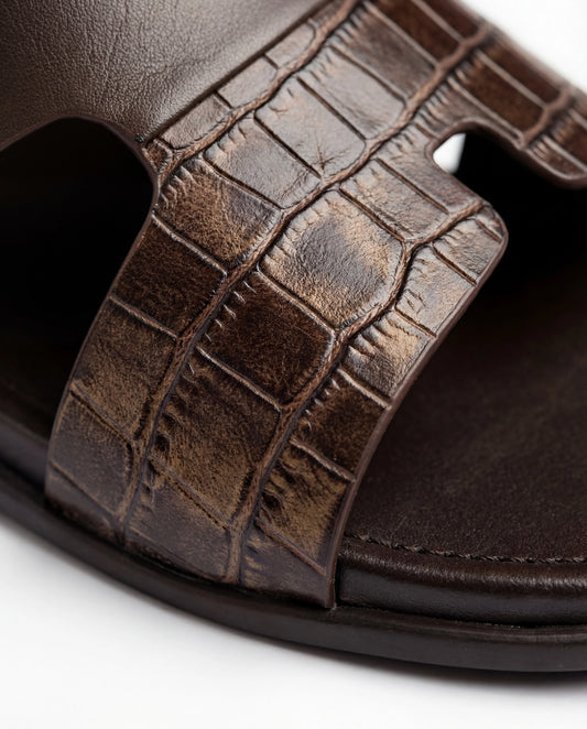 CGSC 26 Coffee Perforated Dual-Strap Sandals