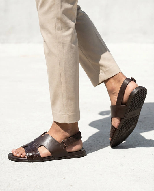 CGSC 26 Coffee Perforated Dual-Strap Sandals