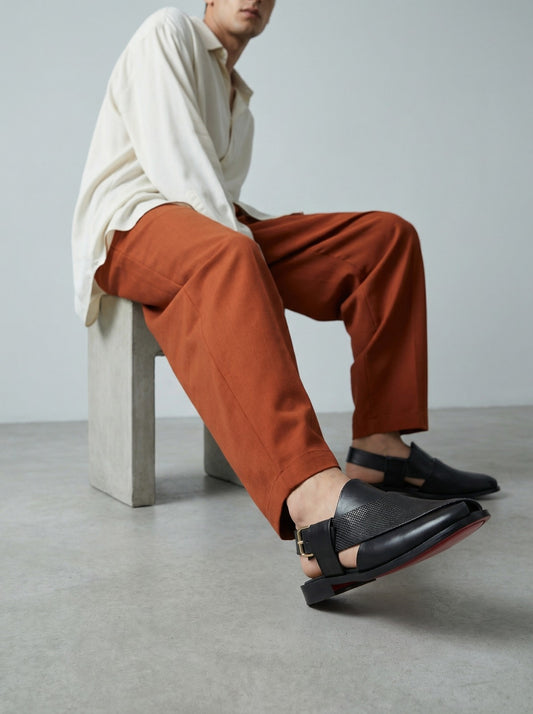 Black PS06 Peshawari Sandals