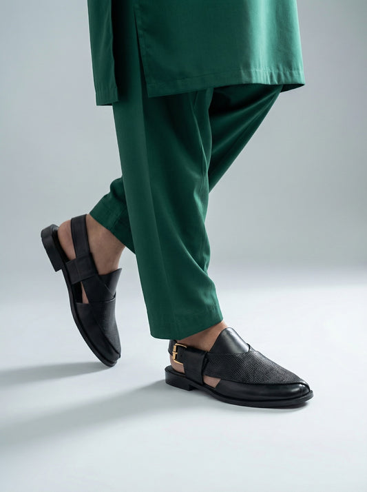 Black PS06 Peshawari Sandals