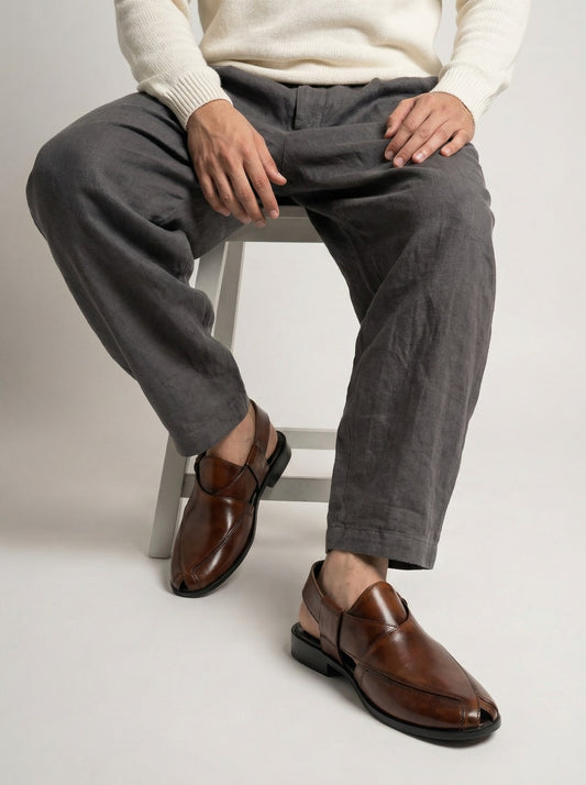 Brown PS012 Peshawari Sandals