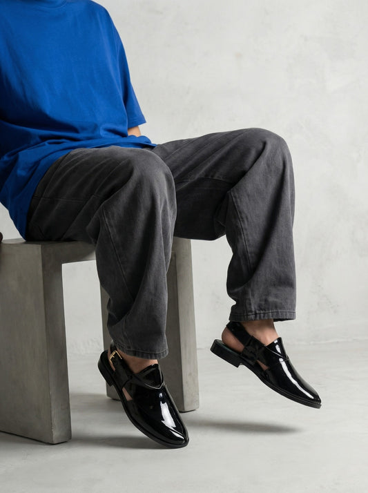 Black PS01PT Peshawari Sandals