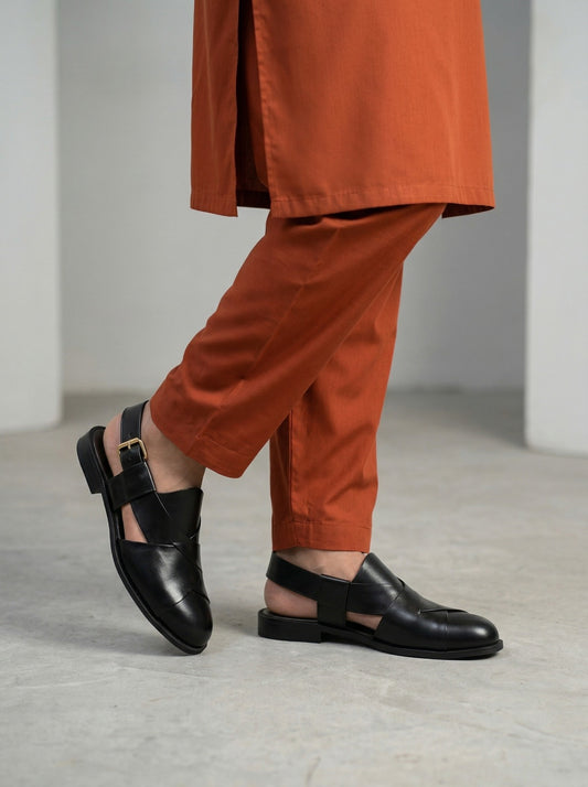 Black PS019 Peshwari Sandals
